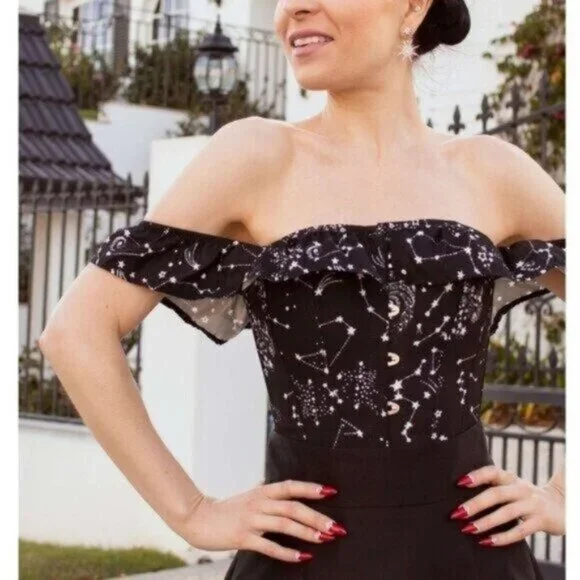 Corset Story Astronomy Print Sleeved Corset Top UK 6 US 2 - Picture 8 of 9